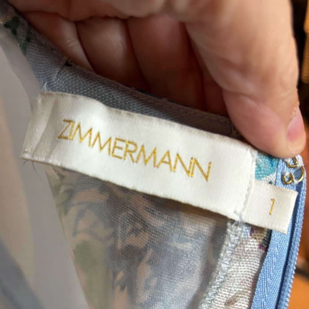 ZIMMERMANN Matchmaker Dress in light blue floral size 1 linen and silk - Picture 9 of 11